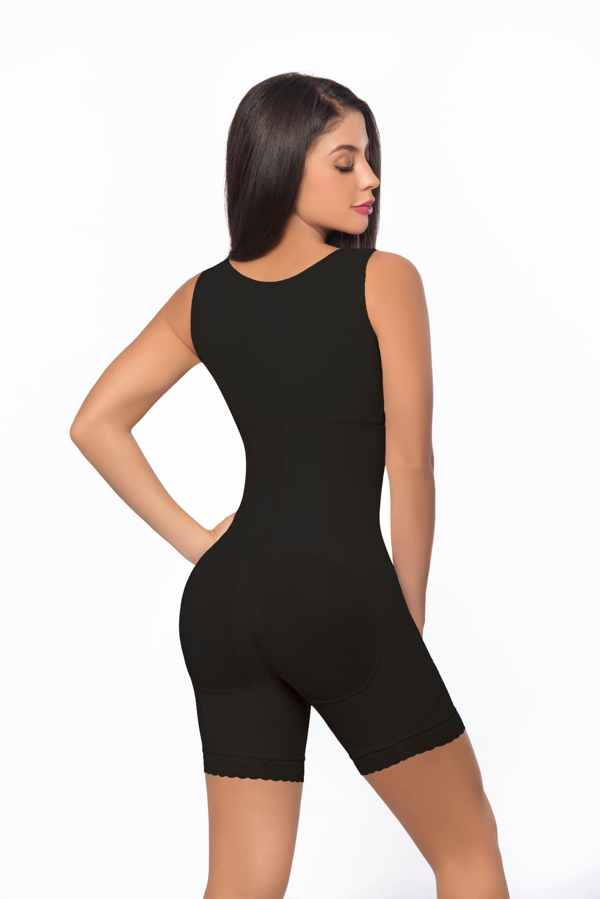 Braless full body above knee faja with sleeves and hook closure - Contour  Fajas